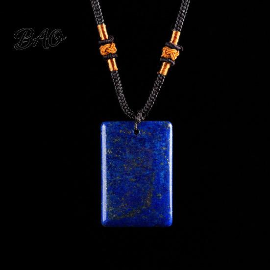 Healing Energy Stone Jewelry Natural Crystal Pendant Necklace, Necklace with Adjustable Fake Gemstone Braided Rope, Polished for Men Women