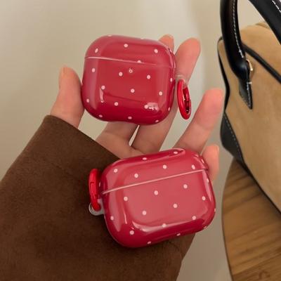 Korea New Year Red Wave Point Silicone Earphone Case For Apple AirPods 1/2/3/4 Pro 2 Soft Protection Cover With