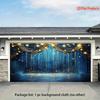 2D Flat, Elegant Navy Blue and Golden Glittering Curtain Background for One Person - Stage Wedding Party Decoration