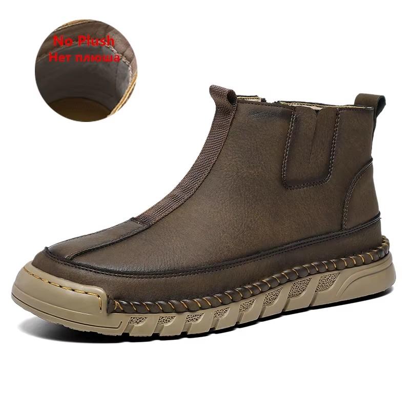 

Брендовые зимние плюшевые мужские ботинки, водонепроницаемые кожаные мужские зимние ботинки, уличные ботинки на молнии, повседневная мужская обувь Zapatos Hombre 39