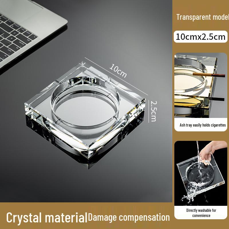 Crystal Glass Ashtray: Elegant, Fly-Repellent Design for Home or Office