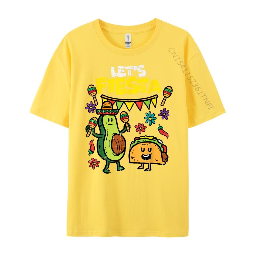 Lets Fiesta Taco Avocado Funny Cinco De Mayo Mexican Party Grey Shirt Graphic Tee Couples Casual Everyday Band Tshirts Creative
