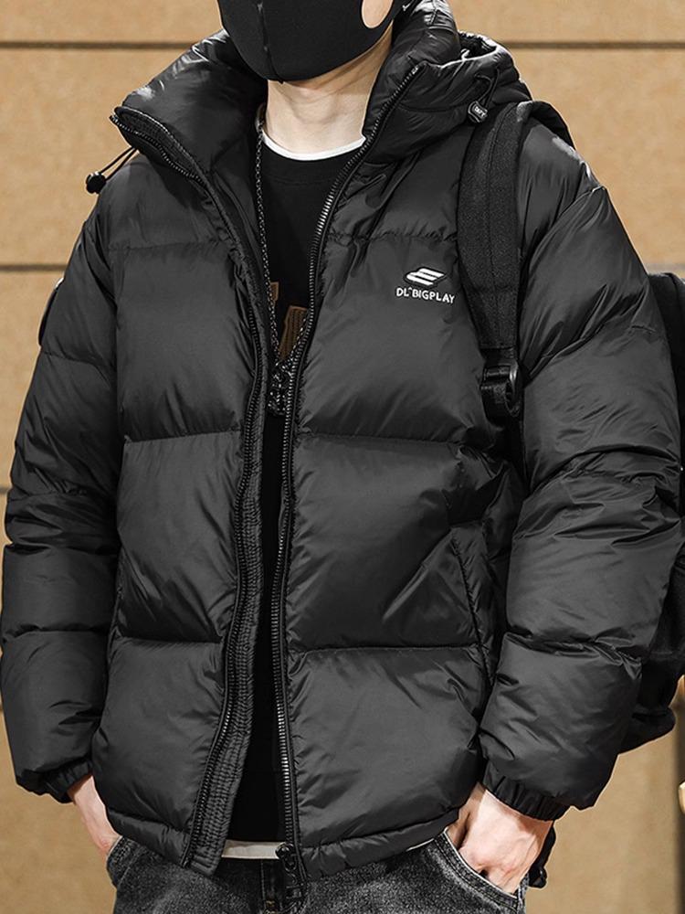 Men's 90% Grey Duck Down Hooded Puffer Jacket - New Winter/Autumn Style
