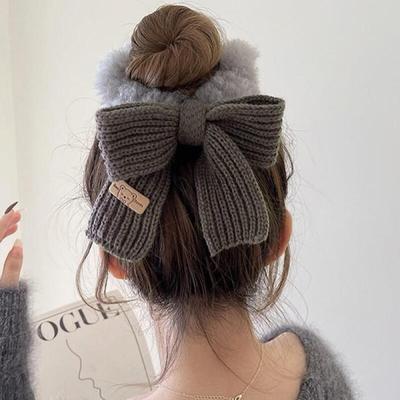 Rema Winter Fur Knit Ribbon Gopchang Band Hair Tie