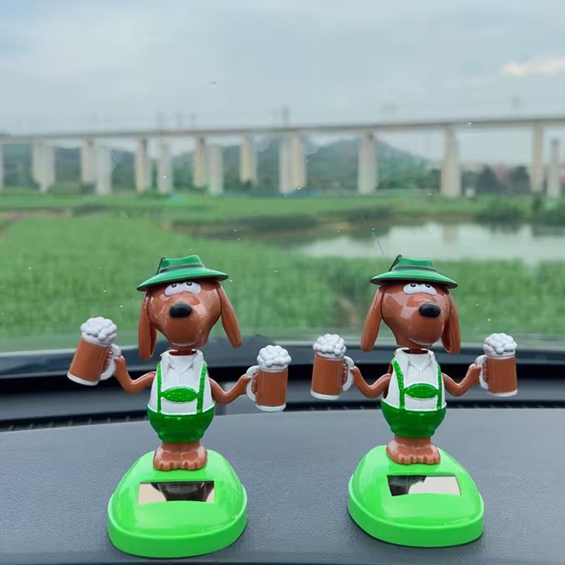 New Creative Puppy Car Figurine Features Two Glasses In Its Hands Resembling Overflowing Beer Hops Unique Car Ornament
