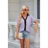 2026 Spring/Summer New V-neck Contrast Color Short Sleeve Loose T-shirt Women's Casual Top