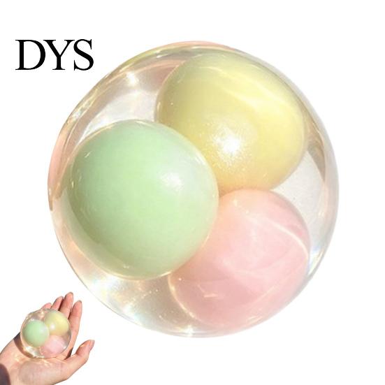 Cute Desk Gadgets Layered Crunchy Squeeze Ball, Rainbow Stress Relief Fidget Toy for Desk, Soft Rubber Hand Exerciser Squeezing Sensory Ball