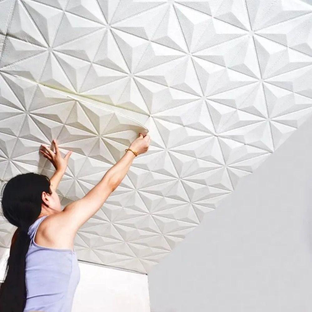 White 3D Wall Panel Foam Brick Background Wallpaper  Bathroom Ceiling