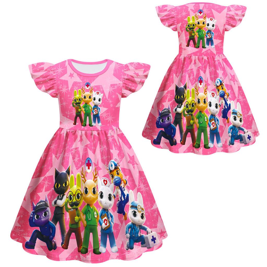 83289 Kinder Mädchen Tierarztpraxis Rüschen Cartoon Kleid