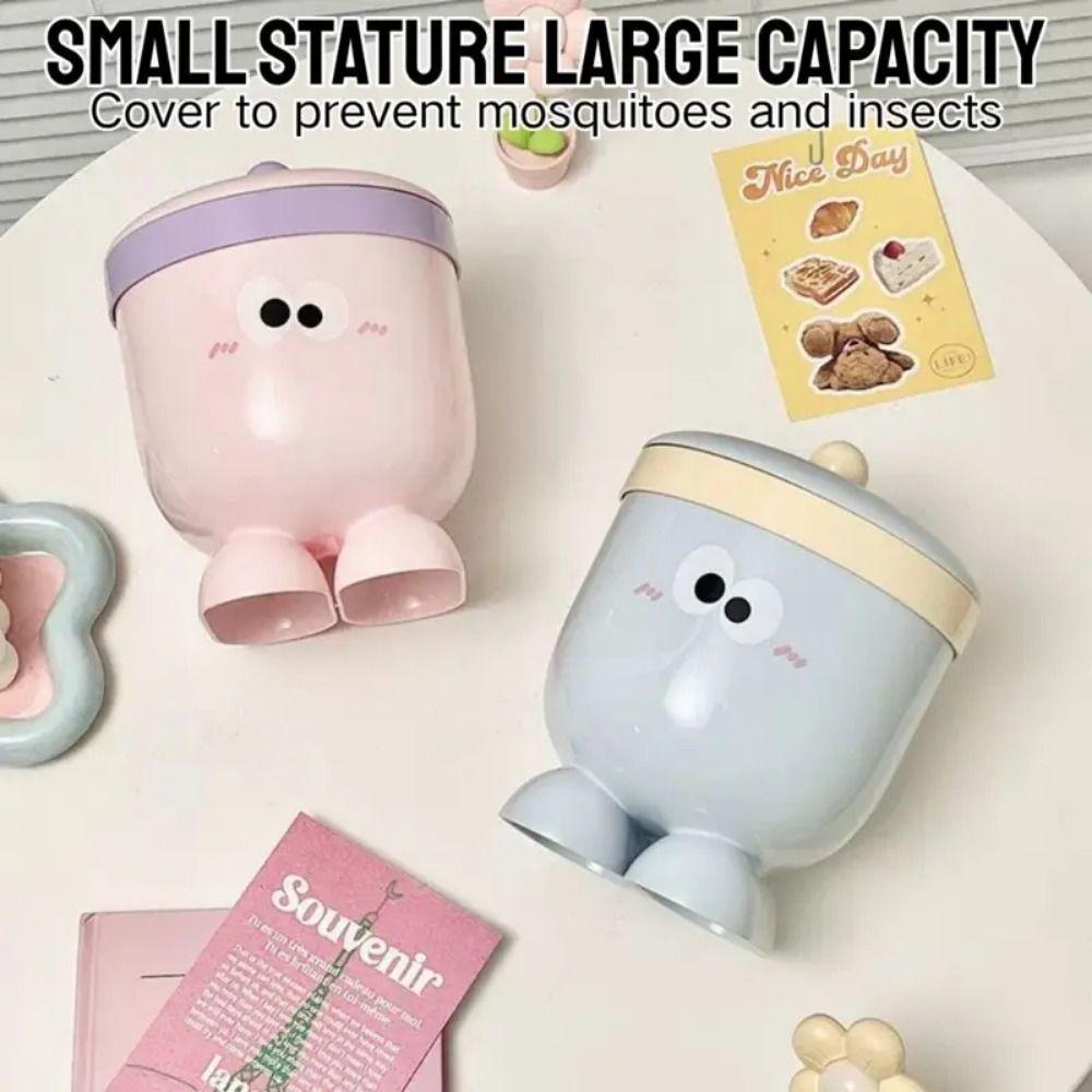 with Lid Garbage Bin Plastic Storage Box Cute Desktop Trash Can  Table & Office Desk