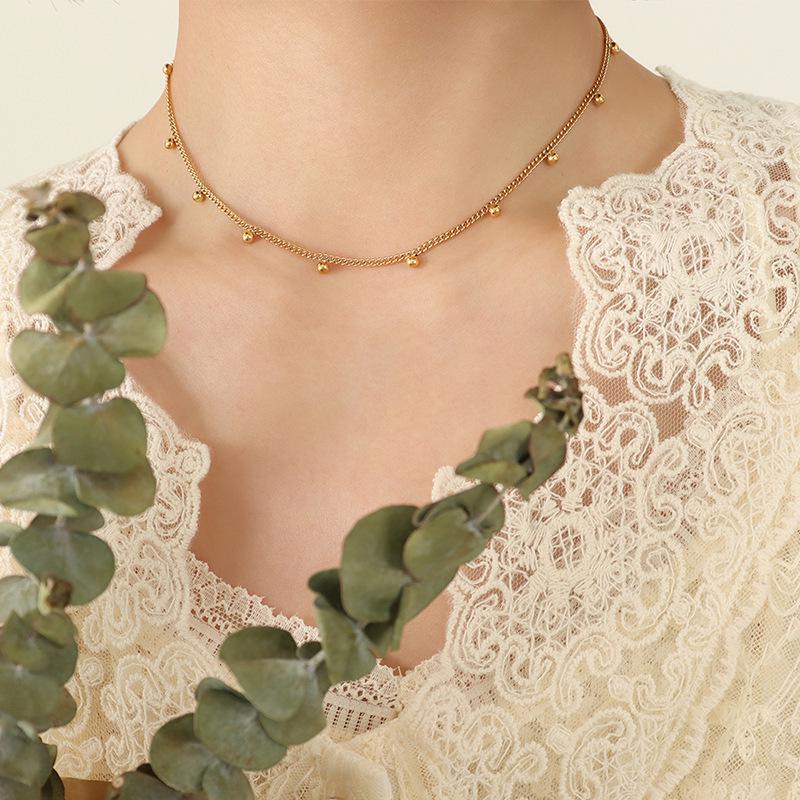 Elegant Japanese & Korean Beaded Clavicle Necklace – Versatile & Sexy Women's Jewelry