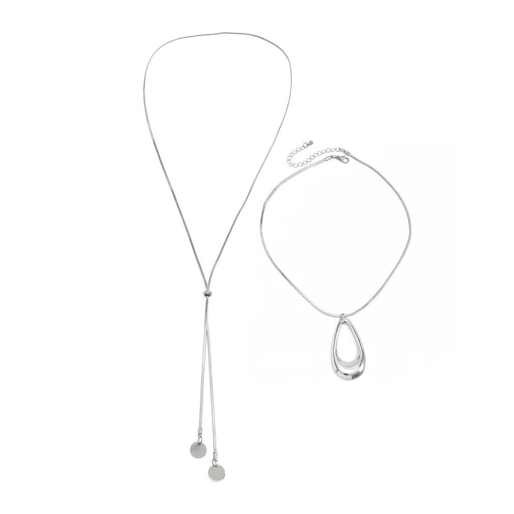 Elegant Water Drop Pendant Necklace with Adjustable Snake Chain