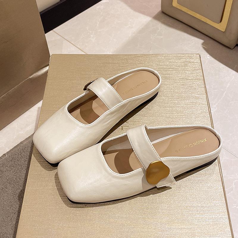 Fashion Slippers Casual Cover Toe Women's Shoes With Platform Pantofle Slides Luxury 2025 Square Mary Janes Square Toe Slippers Casual F