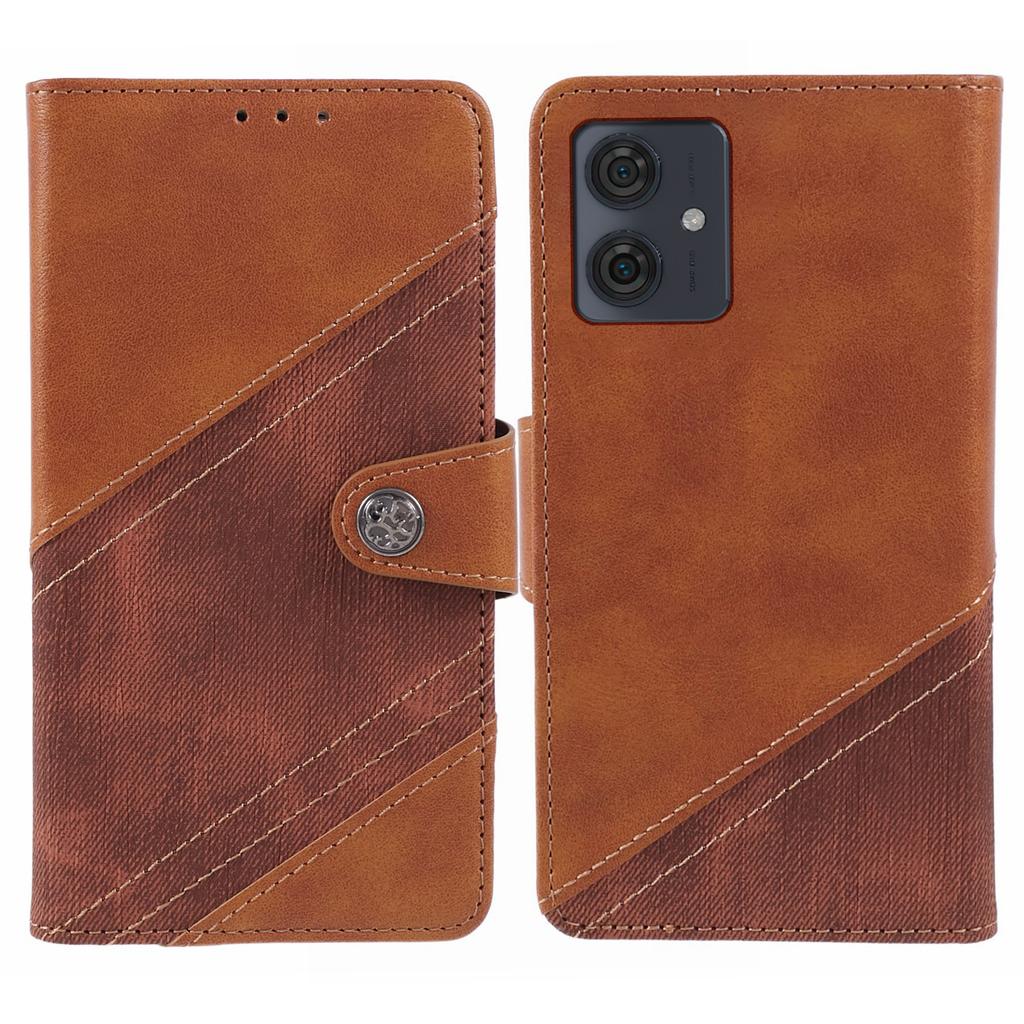 For Motorola Moto G54 5G PU Leather Cell Phone Case Splicing Crazy Horse Texture Wallet Cover