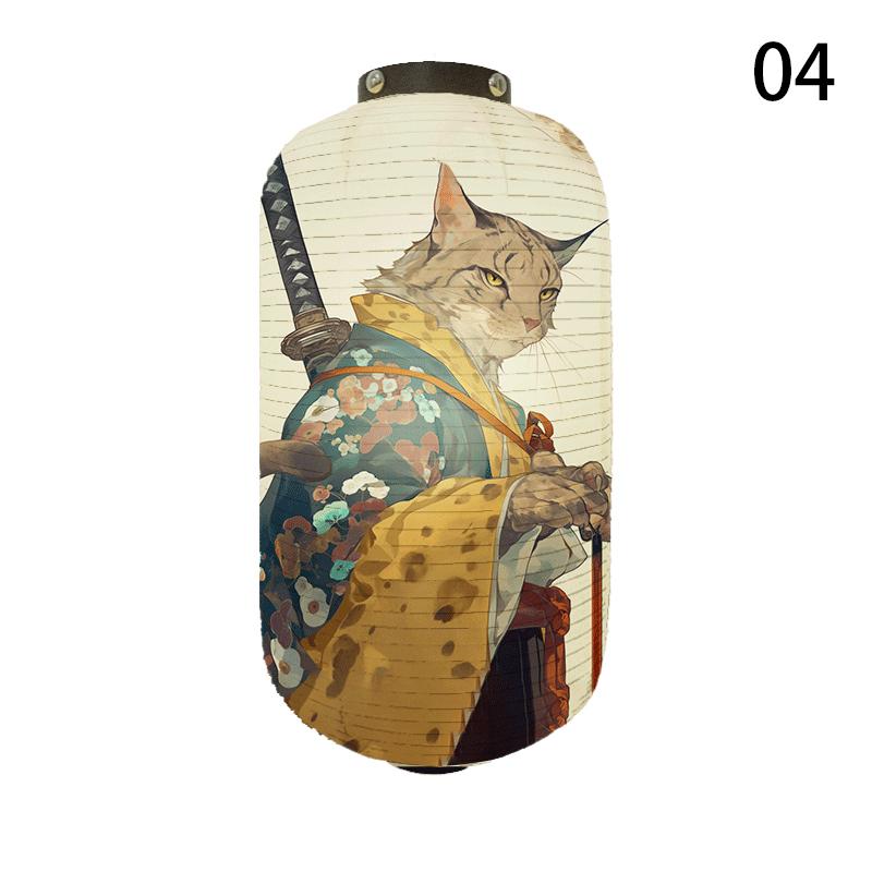 20x35cm Japanese Kimono Samurai Cat Art Pattern Lantern Restaurant Izakaya Cuisine Decor Advertising Sign Ukiyo-e Cloth Lanterns