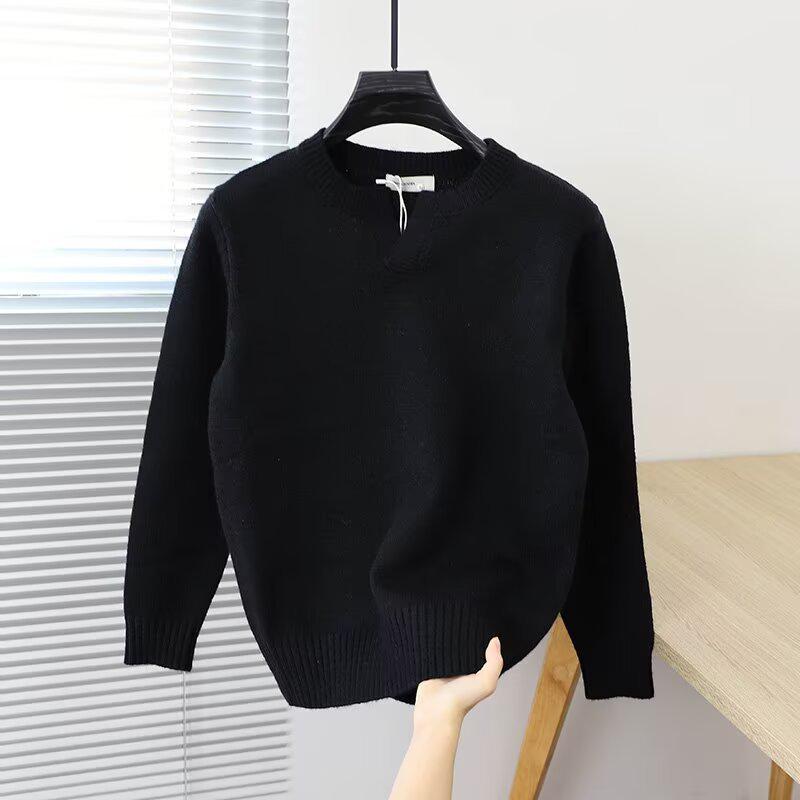 

Men s Autumn Winter Solid Color Sweater - Soft Round Neck Knitwear, Youthful & Versatile. 3XL (160-170 jin) чорний