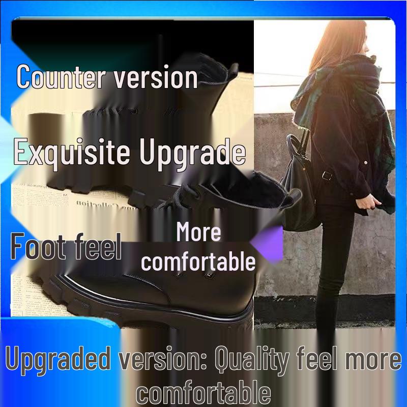 Γυναικείες Μπότες Martin Βελούδινες Ψηλές - Νέες 2025 Κορεατικό Στυλ, Φθινόπωρο/Χειμώνας, Με Ψηλό Τακούνι, Μέχρι τη Μέση της Γάμπας.