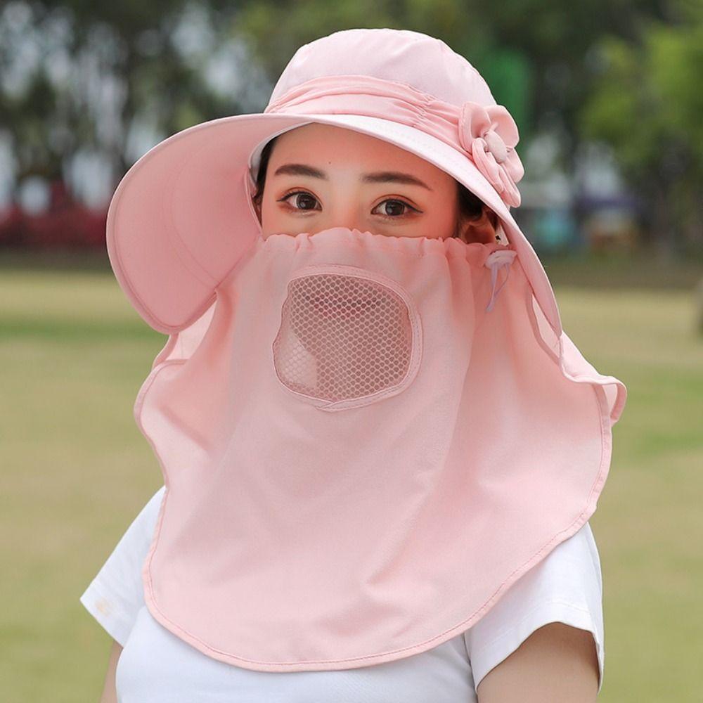 Face Mask Picking Tea Hat Flower Sunscreen Fisherman Hat Portable Women Sun Hat  Summer