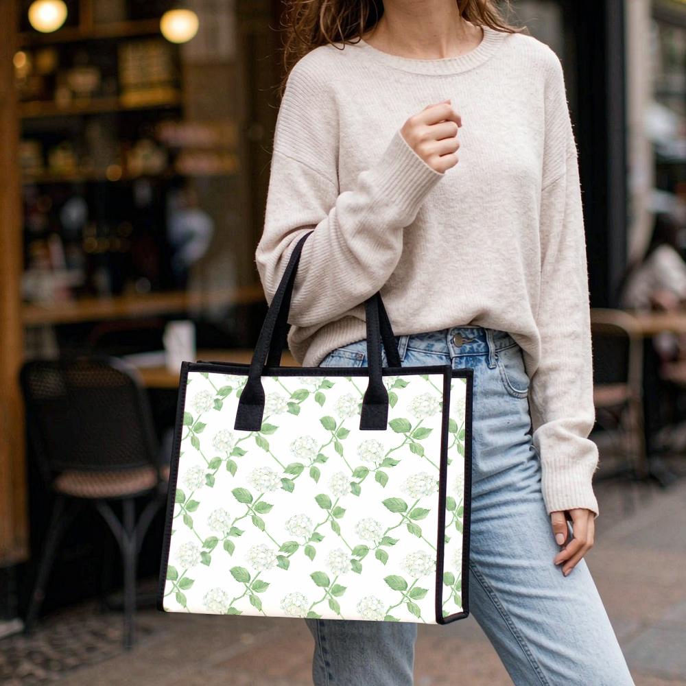 Floral Print Canvas Tote Bag for Daily Commute Outdoor Shopping