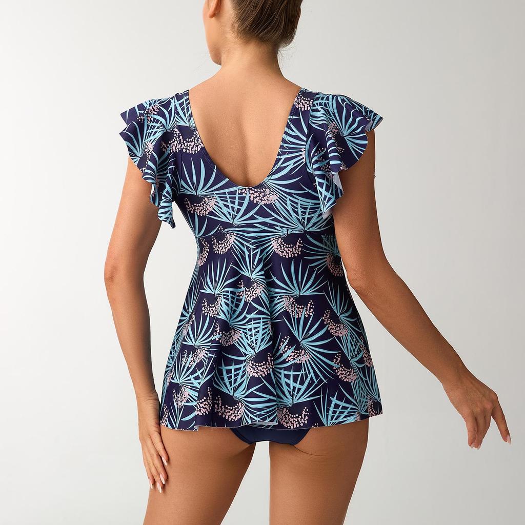European & American Multi-Color Tankini Skirt Swimsuit for Women