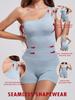 Damen nahtlose einteilige Shapewear Bauchweg Hüftformer Body mit unregelmäßigem Einzelträger bequeme Unterwäsche