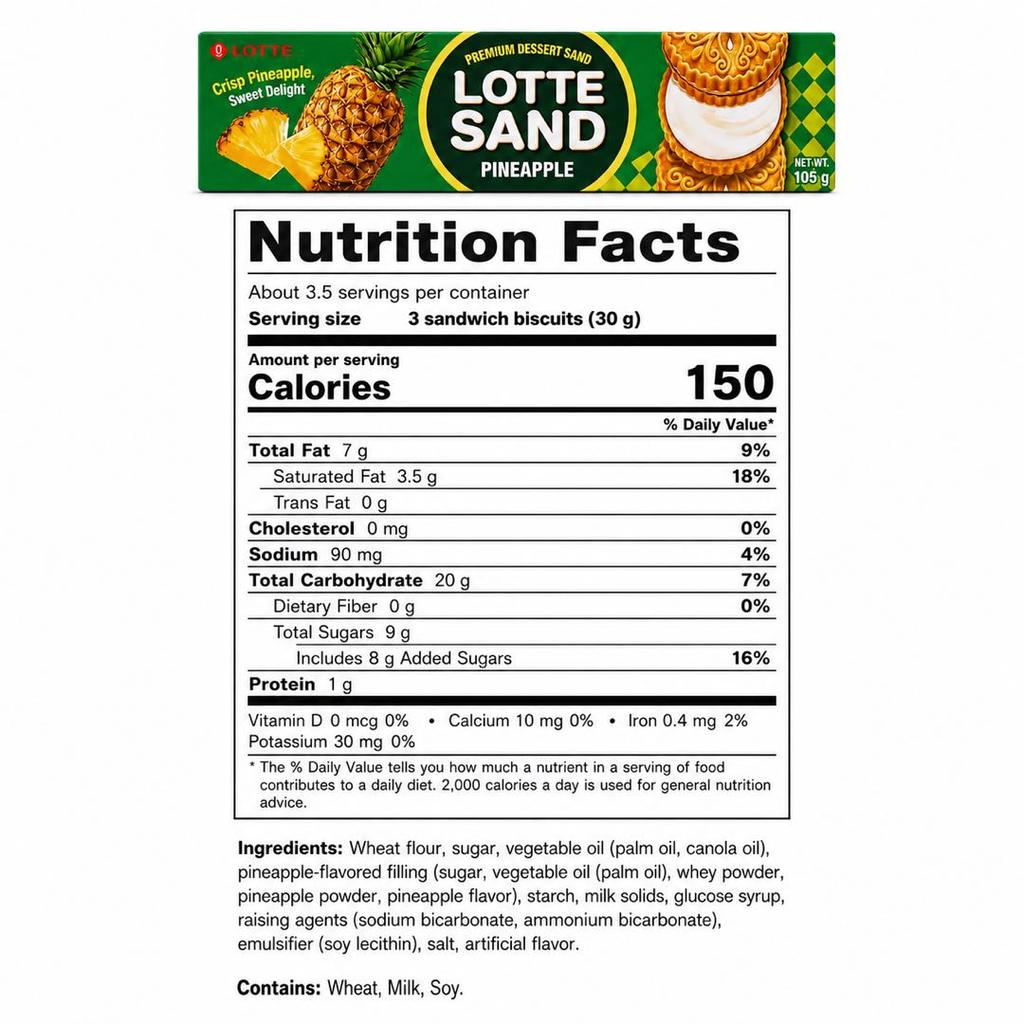 Lotte Pineapple Filled Biscuits 105g