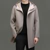 Men's Mid-Length Double-Sided Pure Wool Hooded Coat - Autumn/Winter Trendy Youth Outerwear