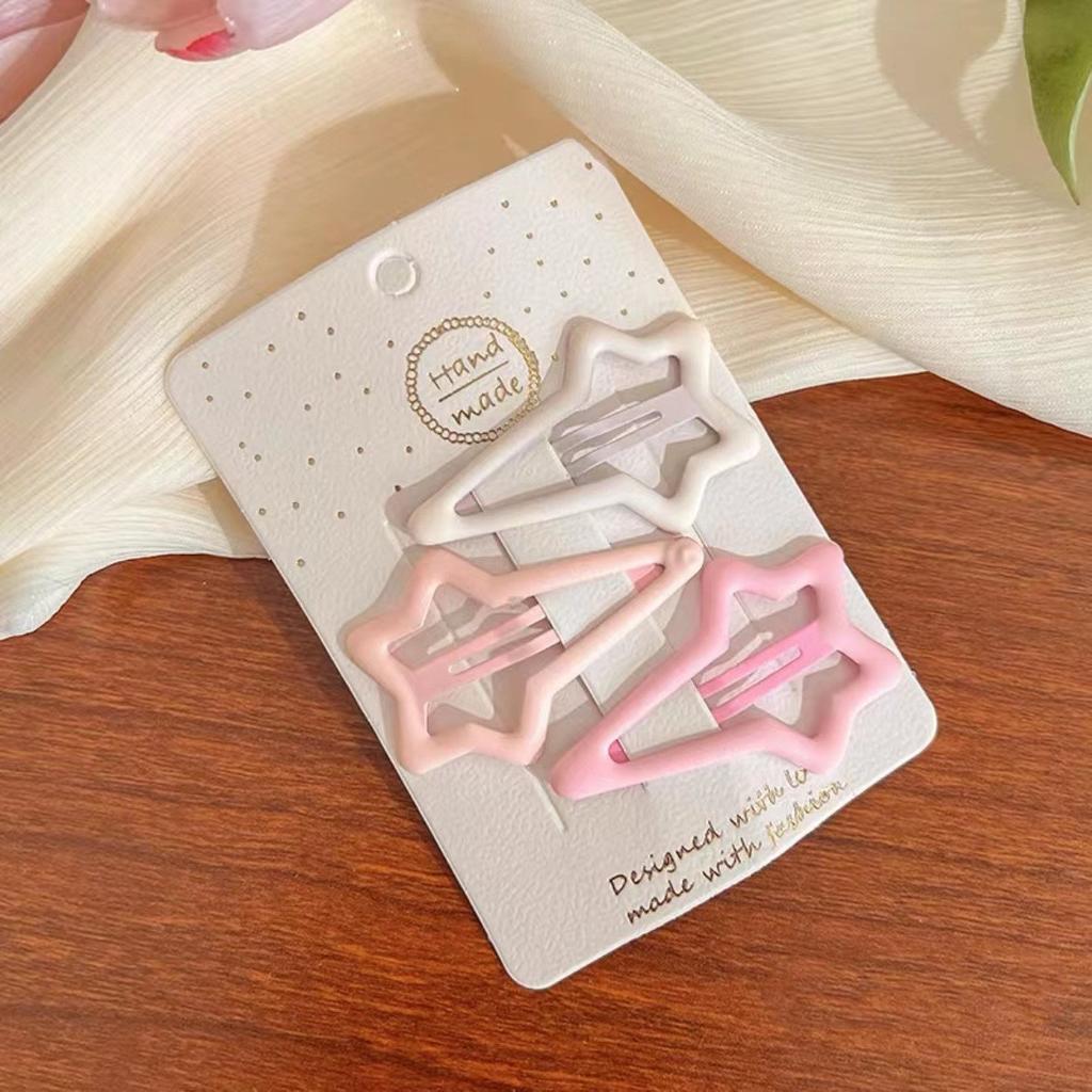 Épingles à cheveux simples givrées pour filles, 3 pièces, pinces à cheveux carrées, ovales, Triangle, pour enfants, épingles à cheveux, cliquez sur clac