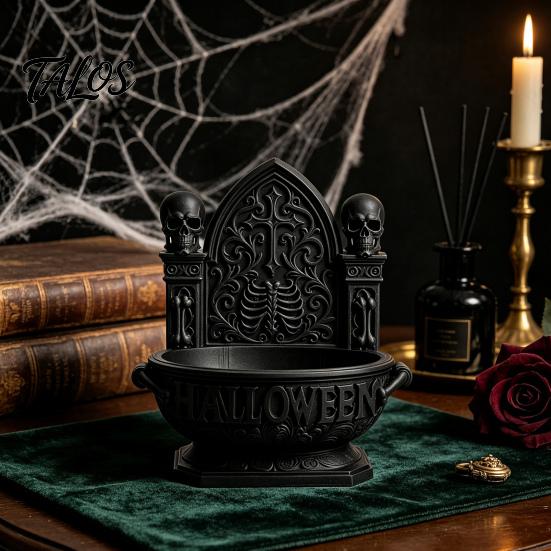 Gothic Skull Candy Bowl Halloween Cathedral Bowl, 3D Printed Spooky Dark Storage Collectibles for Trendy Toy Fans Dish, Desktop Snack Serving