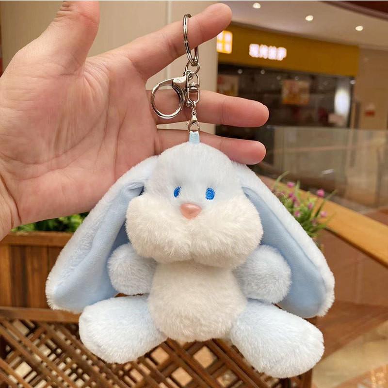 Plush Sweet Rabbit Keychain Colorful Cartoon Animal Stuffed Toy For Backpacks