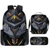 2026 Cross Border New Mechanical Wind Backpack Three Piece Set for Students, Large Capacity Backpack, Ice Bag, Pen Bag