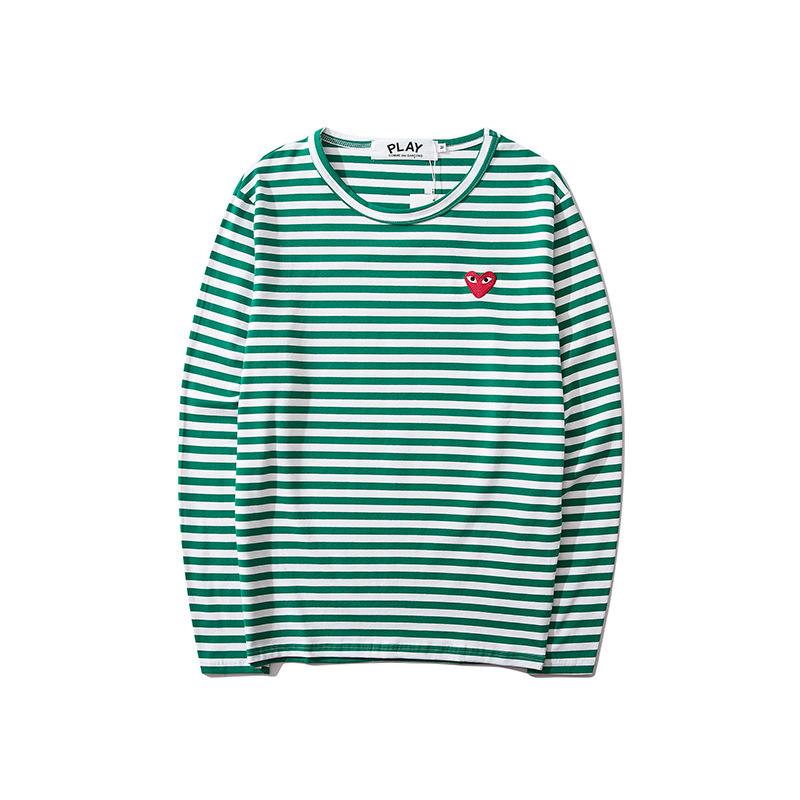 Trendy Brand New Japanese CJB Play Striped Classic Embroidered Boys and Girls Couple Versatile Long-sleeved Top
