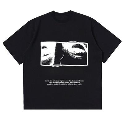 2025 Nova Camiseta Essencial de Algodão Unissex Estampa da Moda Macia Respirável Gola Redonda Moda Camisetas Masculinas e Femininas Uma Peça