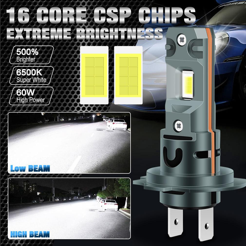 2 Peças 20000LM Lâmpadas LED H7 para Farol 60W Mini Sem Fio CSP Farol de Carro Com Ventoinha Lâmpadas de Diodo Automotivo H7 Turbo Led Luzes Automotivas Canbus 12V 6500K Branco