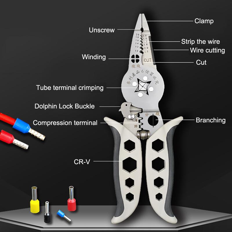 Multi-functional Electrician's Pliers,Wire Stripping Pliers,Terminal Crimping Pliers Hand Tools
