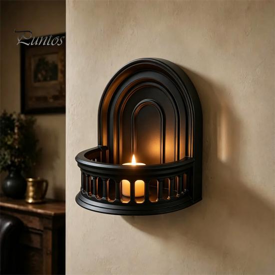 Dark Academia Room Decor Gothic Wall Shelf, Vintage Floating Shelf for Bedroom And Living Room, Matte Black Decorative Display Wall-Mounted Rack with