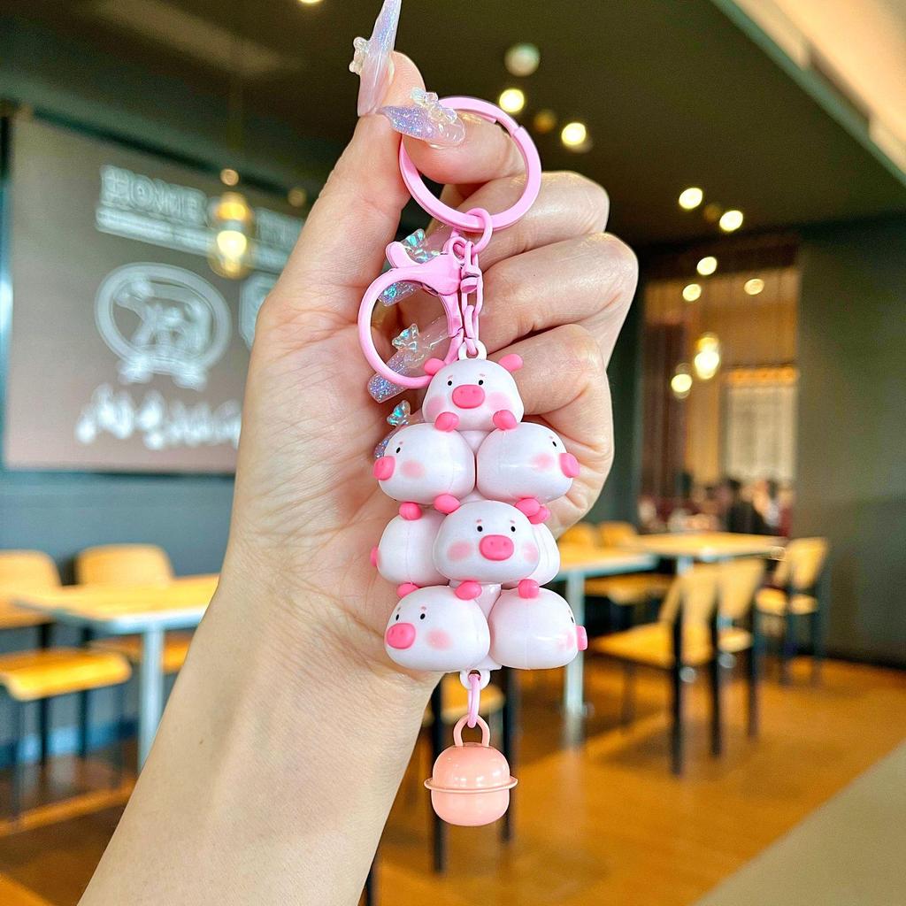 Bedårande Gris & Panda Stapelleksak Hängsmycke Nyckelring - Sött Par Bilväska Tillbehör, Perfekt Liten Gåva