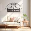 Personalizable Metal Heart Wall Art Love Intertwined Hands Custom Text Matte Decor Sign