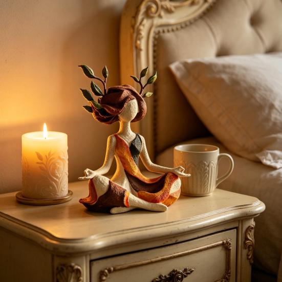 Abstract Yoga Girl Figurine Resin Meditating Lady Statue for Spa Yoga Room Home Desk Shelf Decor Gifts for Women