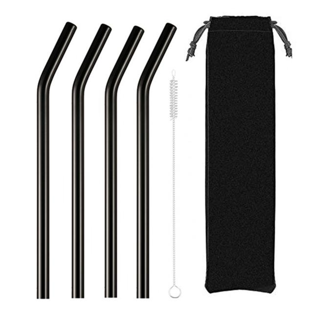 4Pcs Glass Straws Reusable Drinking Glass Tube Eco-friendly With Cleaning Brush Events Party Favors Supply
