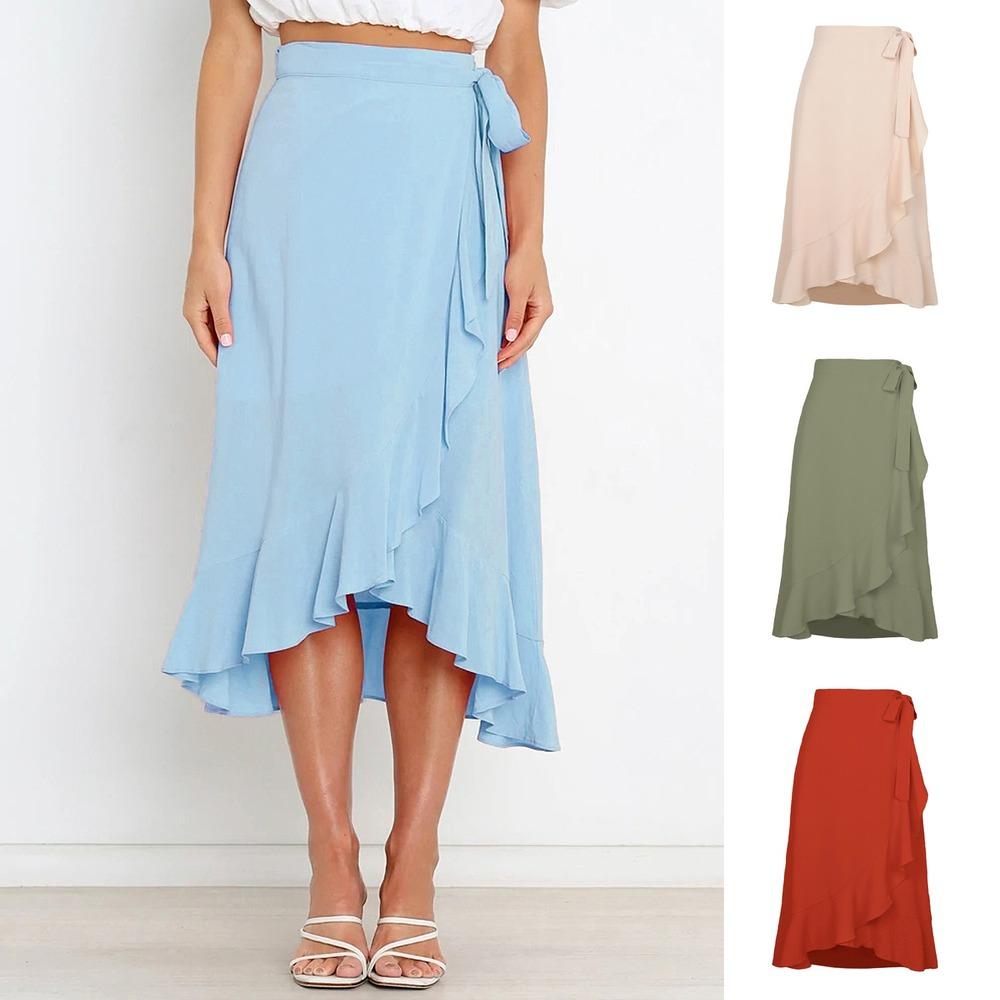 Women High Waist Skirts All-match Lady Elegant Long Skirt Retro Skirt High Waist Slim Sexy Hip Mid-length One-Step Skirts