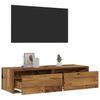 TV Cabinet with LED Lights Rustic Wood Look 100 x 35.5 x 25 cm