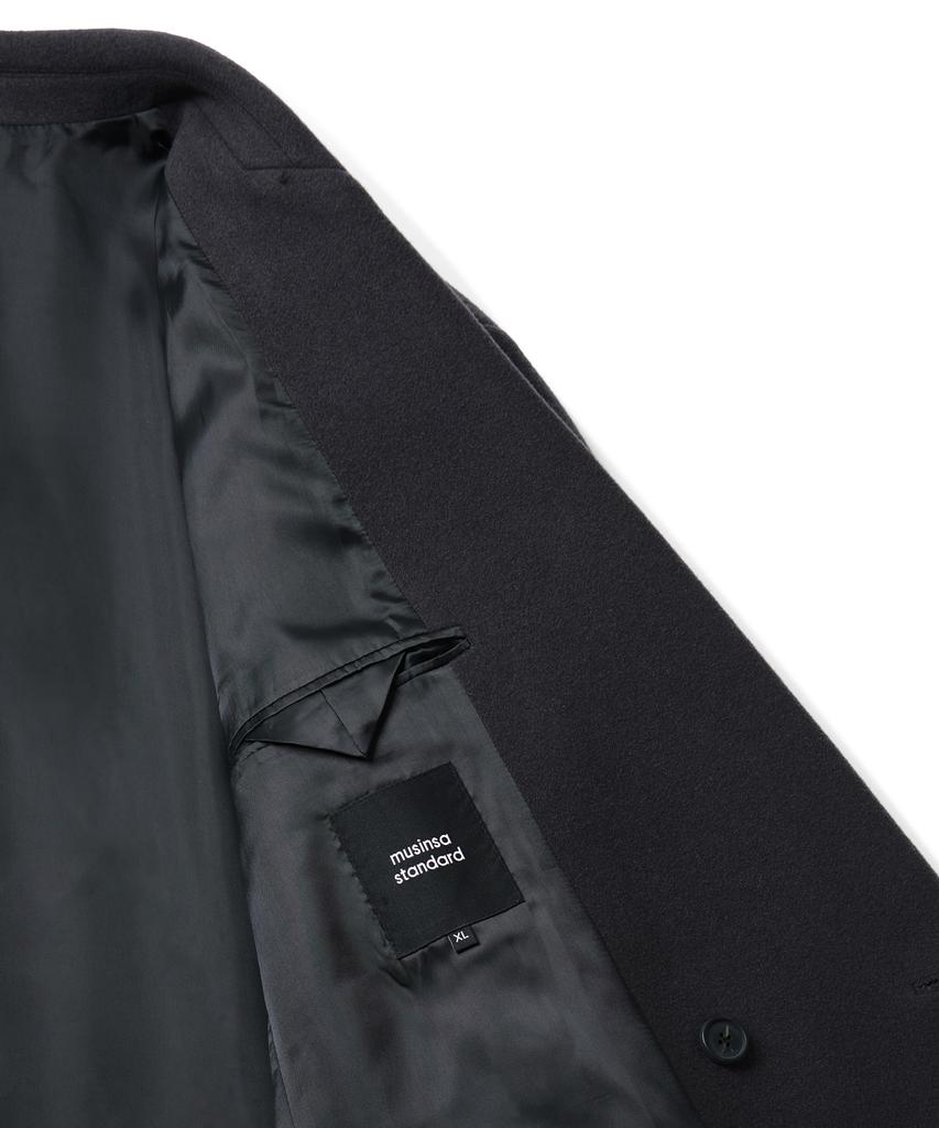 Musinsa Standard Wool Blend Big Daddy Double Maxi Coat [Dark Grey]
