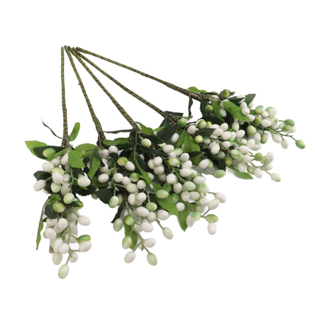 5PCS Artificial Berries Artificial Pip Berry Stems Decoration for Living Room Office White