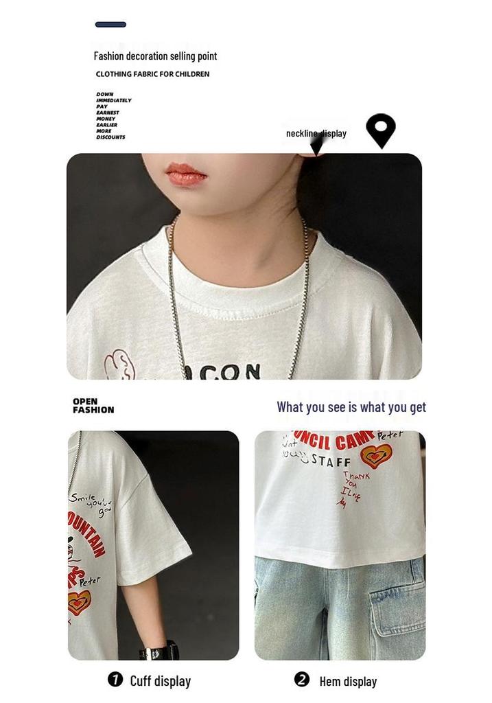 Boys' Cartoon Mouse Bamboo Cotton T-Shirt - Japanese Trend, Summer 2026 Style, Kids' Half Sleeve