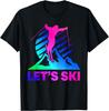 Lets Ski Retro 80s 90s Gradient Graphic TShirt Breathable Cotton Tee
