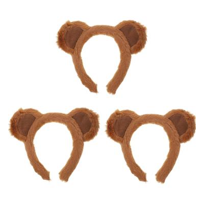 3/4Pcs/Set Brown Bear Ears Headband Pelúcia Animal Ears Traje Hair Hoop Halloween Cosplay Acessórios para Cabelo