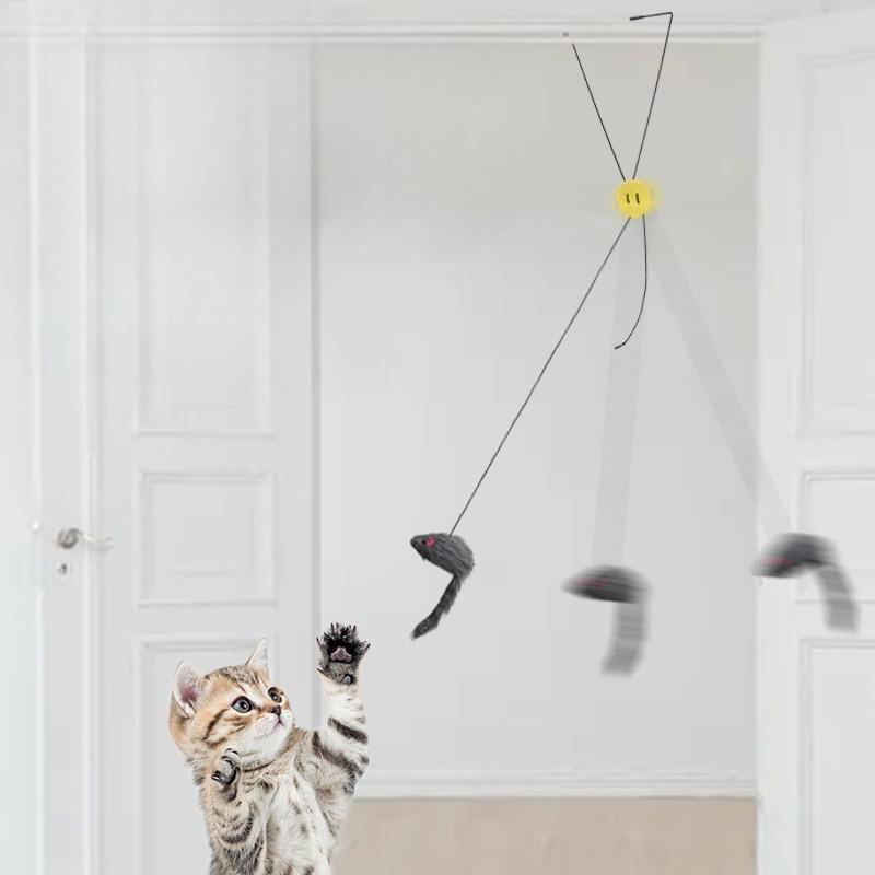 Cat Interactive Toy Hanging Door Mouse Teasing Cat Stick Elastic Clip Door Swing Hanging Jumping Cat Toy Pet Supplies