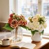 Artificial Flowers Bouquet Mixed Faux Roses Hydrangea Flower with Stems for Wedding Party Centerpiece Floral Arrangement Table Vase Decor