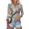 Women's Summer Fashion Casual Print V-Neck Three Quarter Sleeve Shirt Top